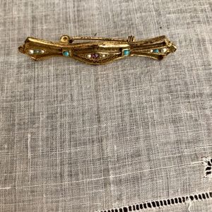 Goldtone and Glass Vintage Brooch